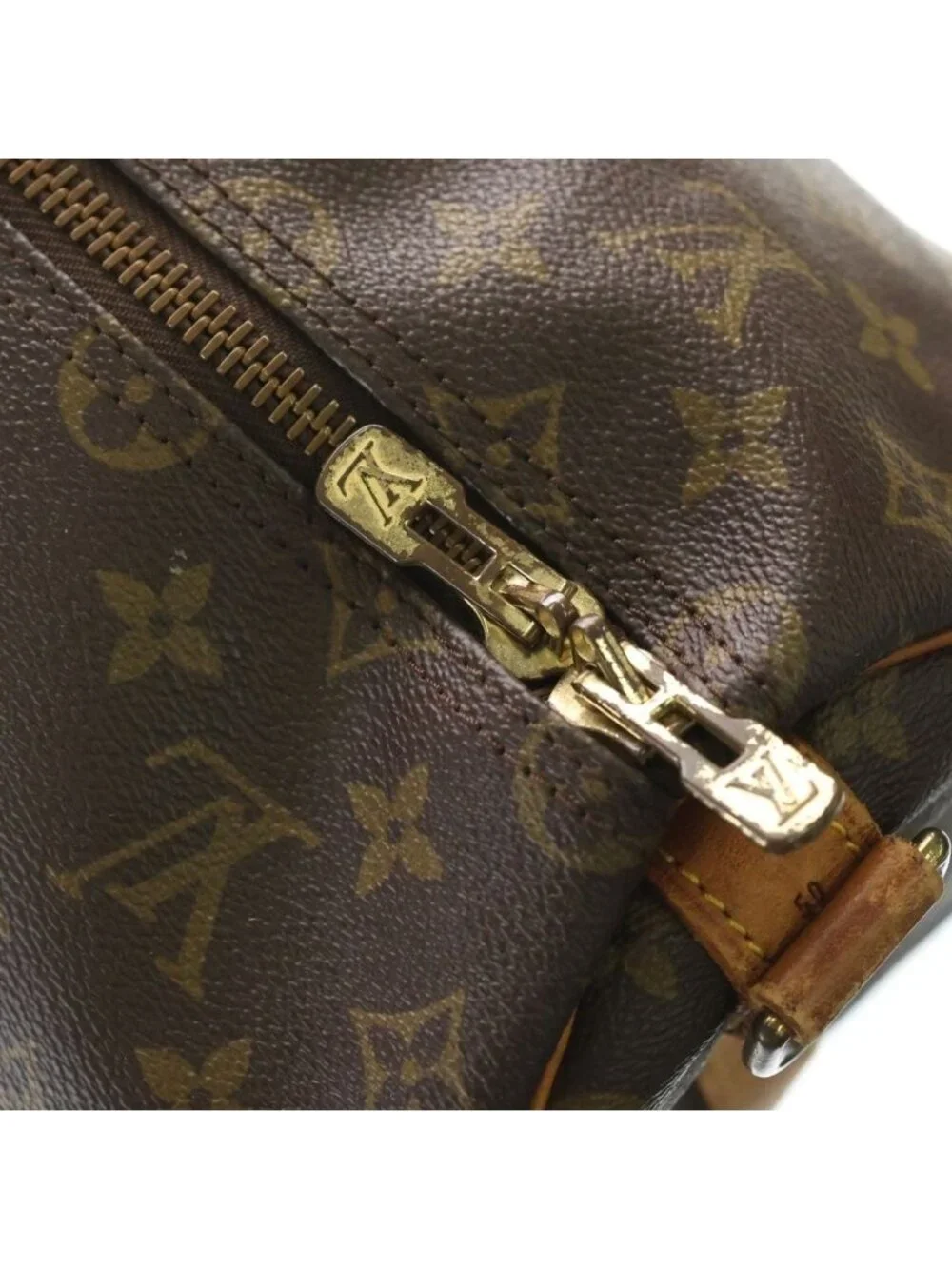 Louis Vuitton Monogram Keepall Bandouliere 50 2-Way Boston Bag Brown Leather